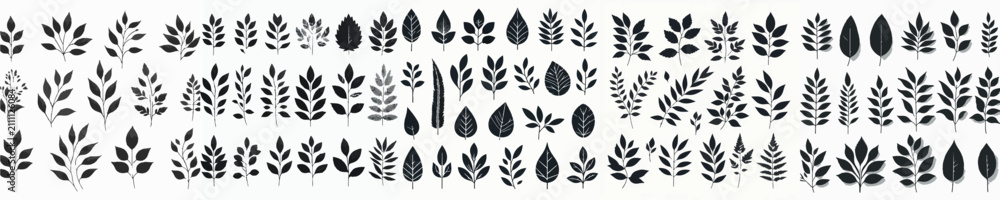 Fototapeta premium Leaf Silhouette Collection Vector Illustrations