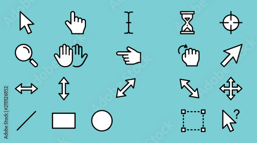 Bild auf Leinwand Cursor Pointer and Selection Tool Icons Set – Mouse Cursor, Resize, Move, Hand C