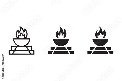 Cuadro en lienzo Memorial Flame Vector Icons Featuring Outline and Solid Monument Symbols