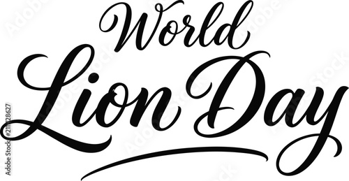 Foto Minimal World Lion Day flowing calligraphic typography artwork for elegant comme