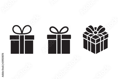Gift Box Icon Set with Ribbon Bow for Christmas Celebration Graphics