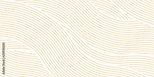 Abstract beige wave line pattern background, Japanese style seamless aesthetic curved lines wallpaper, elegant minimal vector texture for packaging, cover design, or banner