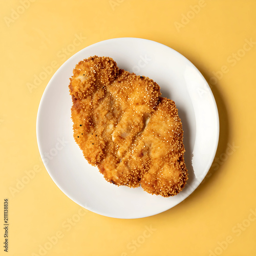 crispy breaded schnitzel on...
