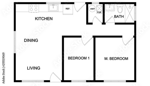 Two Bedroom House Floor Plan
