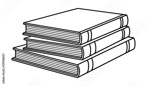 Photos Minimal black and white hardcover book stack vector featuring three educational