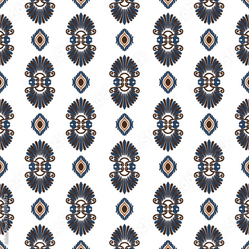 Фотография This fabric features a stunning fabric tribal-inspired Ikat pattern in rich cover full tones that contrast beautifully against a light background