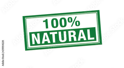 A bold green and white label proudly declaring the product's natural purity with a stylish, clean design emphasizing authenticity and simplicity
