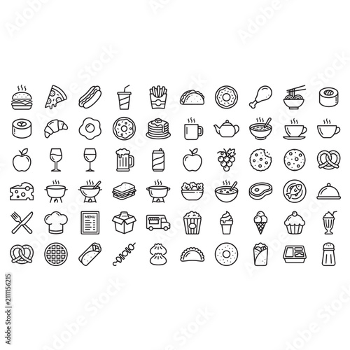 Food Service and Dining Experience Line Icon Collection