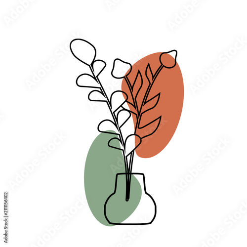 Aesthetic line art vase with abstract shape