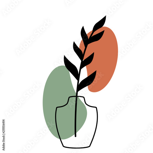 Aesthetic line art vase with abstract shape