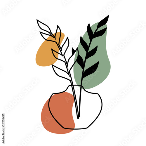 Aesthetic line art vase with abstract shape