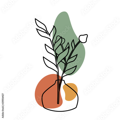 Aesthetic line art vase with abstract shape