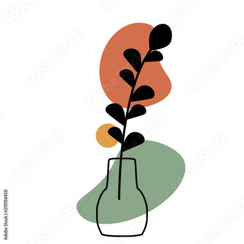Aesthetic line art vase with abstract shape