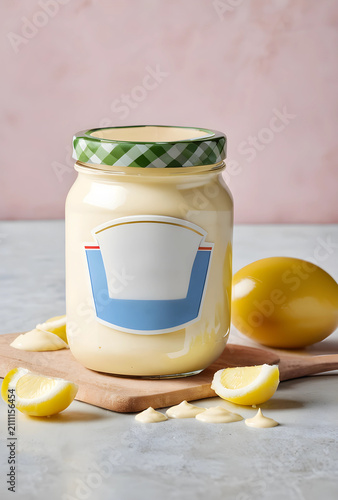 Jar of mayonnaise with lemo...