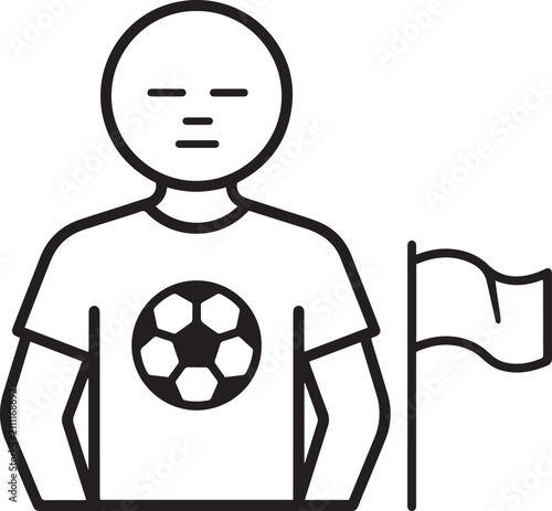 Fan Wearing Soccer Jersey Next To A Flag