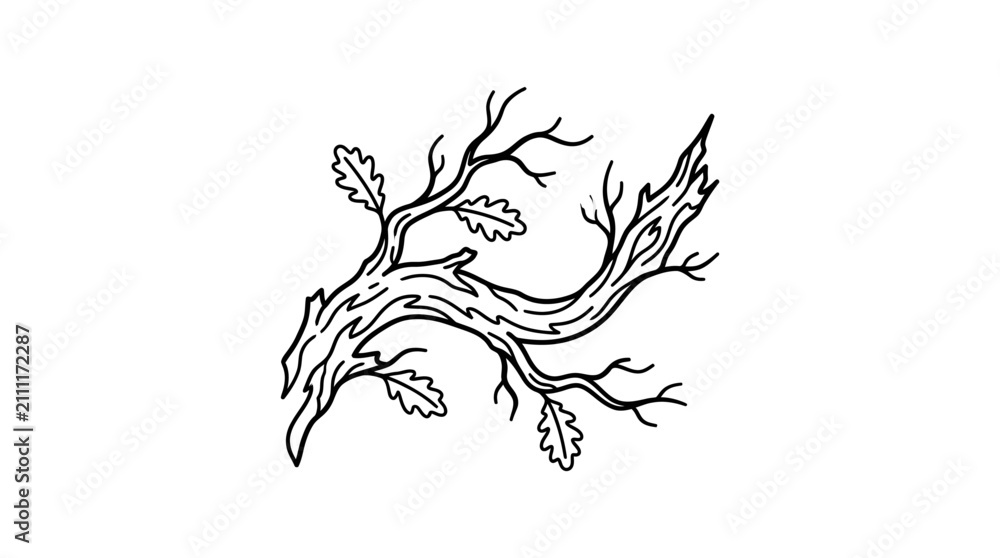 Obraz premium Corporate Minimalist Black and White Branch with Leaves for Business Presentations and Branding