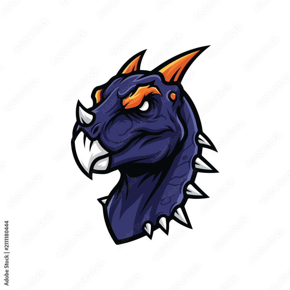 Obraz premium Fierce purple dragon head mascot logo design 1.