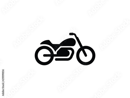 Black silhouette of a motorcycle a two wheeled vehicle on a white background simple graphic design motorbike bike