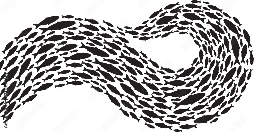 Fototapeta premium Fish_swimming in unison graphic