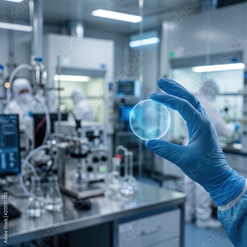 Laboratory Researcher Holding Sample in Advanced Scientific Laboratory Environment
