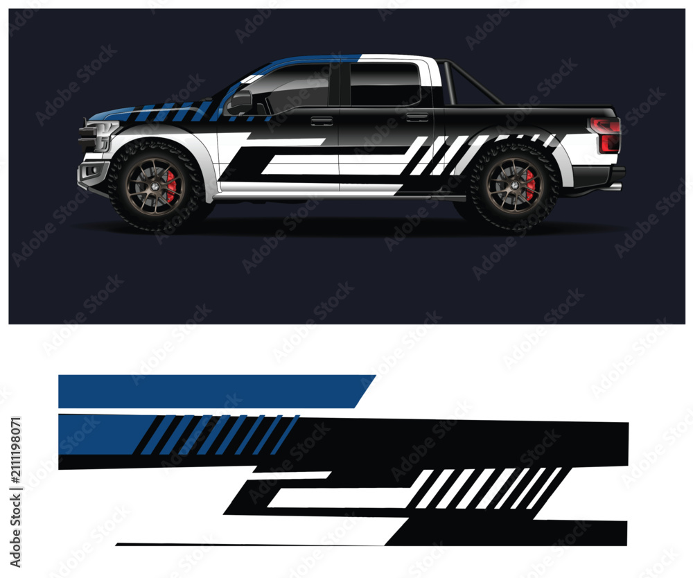 Fototapeta premium Truck side decal design and installation graphics