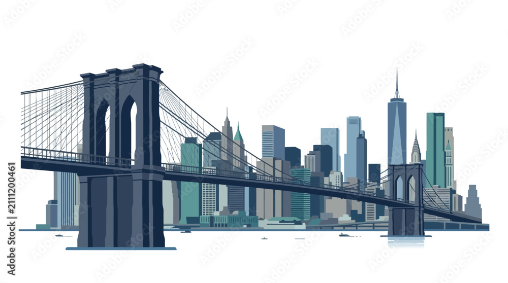 Fototapeta premium Brooklyn Bridge and Manhattan Skyline, New York City, USA
