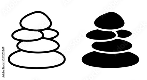 Photography Zen Balance Stacked Stones, Harmony Cairn Icon Set, Serenity Meditation Symbol V