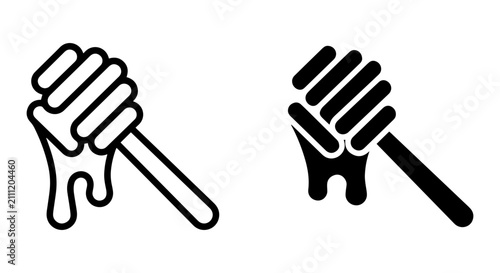 Fotografie Honey Dipper Icons, Sweet Syrup Drizzler, Food Ingredient Tool, Simple Vector Ar
