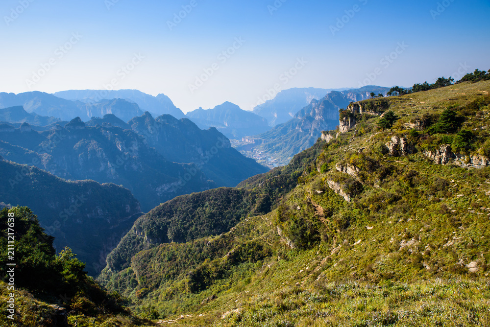 Obraz premium Natural Scenery of Wangmangling Scenic Area in the Southern Taihang Mountains, Lingchuan, Jincheng, Shanxi, China