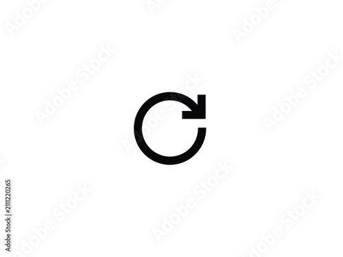 Circular arrow icon a black silhouette against a white background for interface design cycle loop rotation clockwise counterclockwise
