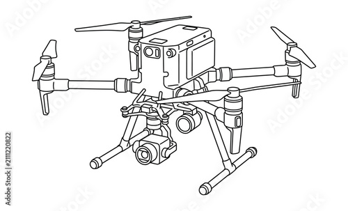 Outline Quadcopter Drone Vector Illustration