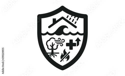 Natural Disaster Insurance Shield Icon