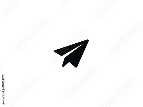 Foto Black silhouette of a paper airplane against a white background simple graphic d