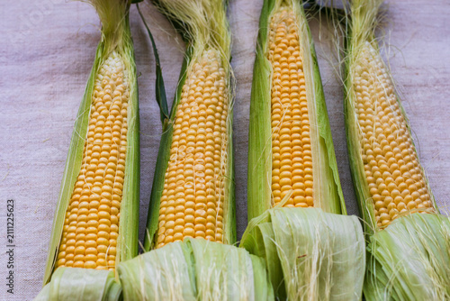 Bild auf Leinwand fresh sweetcorn on the cob