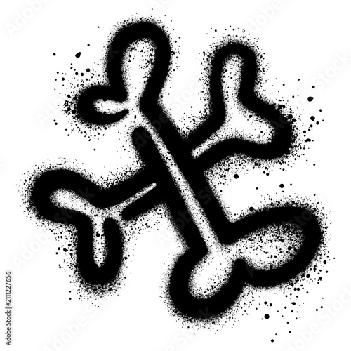 Spray Painted Graffiti dog bone Sprayed isolated with a white background