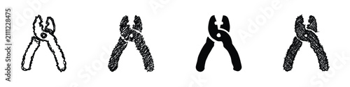 Obraz na plátně A set of four distinct pliers icons, showcasing various artistic interpretations