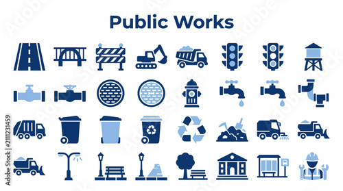 Photography Set of public works and municipal infrastructure icons showcasing construction e