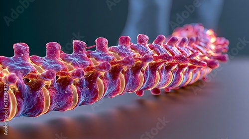 A close up view of spine showing human backbone structure or vertebral column in body.
