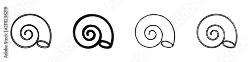 Cuadro en lienzo Four distinct line drawings of snail shells, varying in line thickness and detai