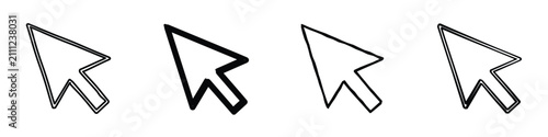 Принти на полотні A set of four arrow cursors, each with a unique outline style, presented on a cl
