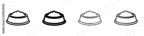 Konstfotografi A collection of four minimalist line drawings showcasing pet food dishes brimmin