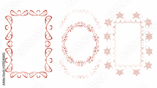 Schilderij op canvas Floral ornament frames in a vintage style featuring swirling vines and delicate