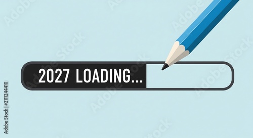 Pencil drawing a 2027 loading progress bar illustration