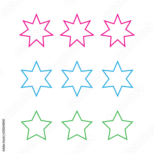 Set of colorful star icons