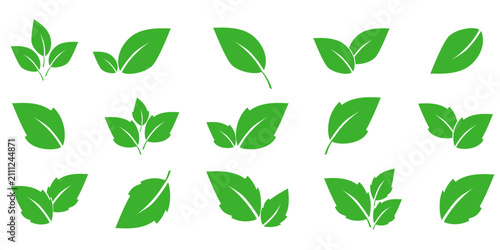 Leaf vector symbol, leaf illustration or leaf emoji in flat style. Spring leaf design, ecological nature theme.	