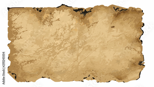 Фотография Aged parchment paper with torn edges and weathered texture against a transparent