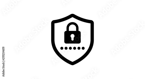 Shield With Padlock And Dots Silhouette On White Background