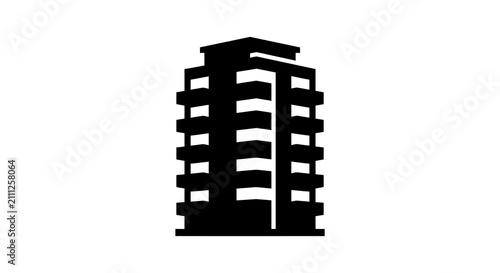 Bild auf Leinwand Multi story building silhouette against a white background architectural form si