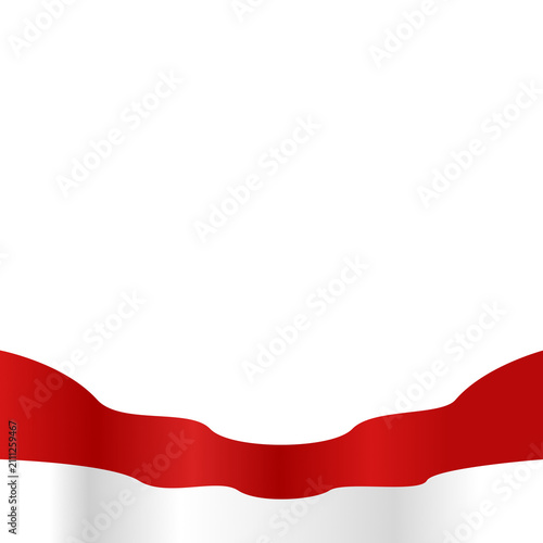 Smooth red and white bottom wave banner on transparent background