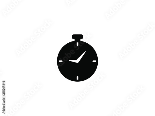 Canvastavla Black stopwatch silhouette on a white background a simple timekeeping device ill